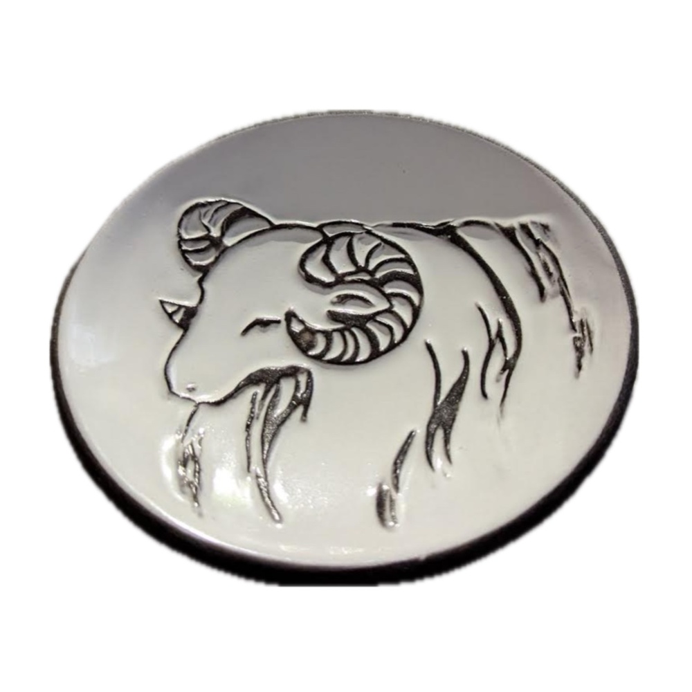 ram head glit hf lava works ceramics iceland decorative wall plate 5 inch